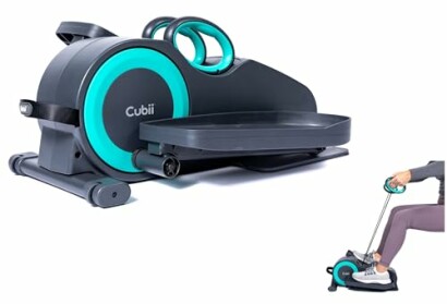 Compact elliptical trainer with person using it.