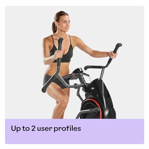 Person using an exercise bike with up to 2 user profiles feature