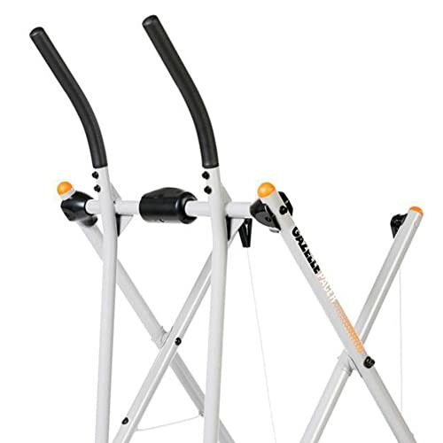 Foldable exercise stepper machine with white frame.